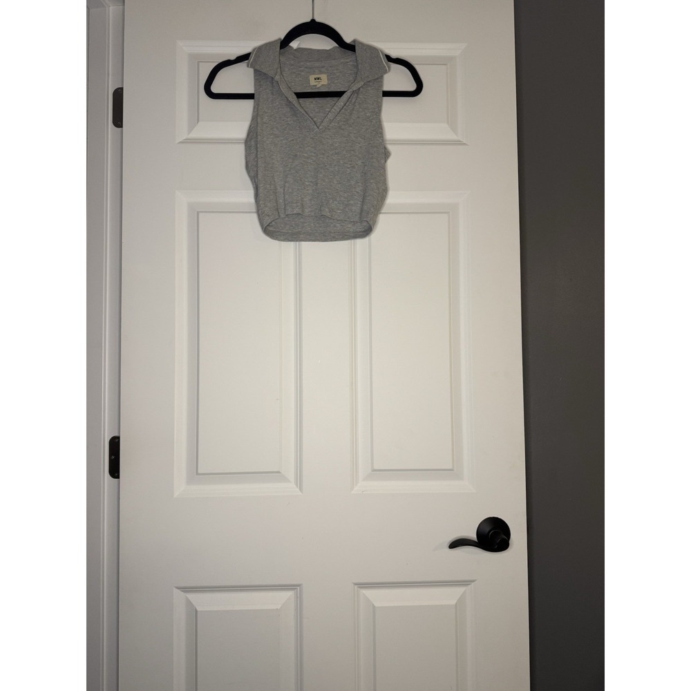 Madewell Collared Knit Crop Tank Top Gray Small